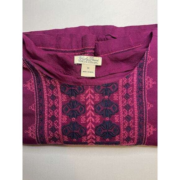 Lucky Brand Women’s Magenta Shirt Dress with Embroidered Detail Size M - Picture 8 of 8